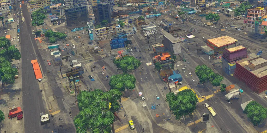 Image similar to guatemala city if it was a game like grand theft auto v first person view, head - up display with realistic visuals and award winning gameplay