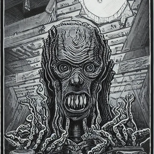 Image similar to unspeakably evil monster, an abomination by H. P. Lovecraft, by David Cronenberg, by H.R. Geiger