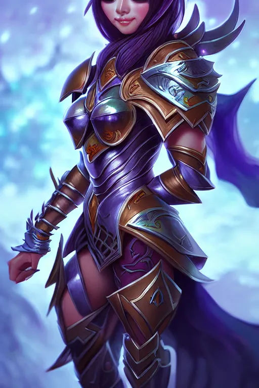 Image similar to young sakimi chan, fantasy armor, detailed face, dynamic lighting, tony sart