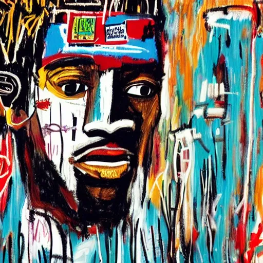 Image similar to a portrait of kid cudi by jean - michel basquiat