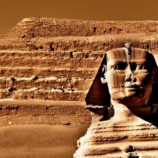 Image similar to the sphinx of giza, cinematic lighting