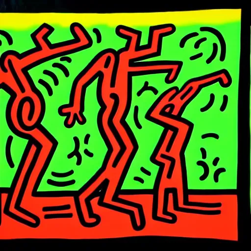 Prompt: Pop art of Vietnamese forest by Keith Haring. Trending on ArtStation. 8k resolution. Serene.