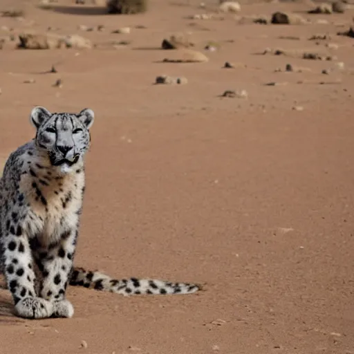 Image similar to a snow leopard in the desert