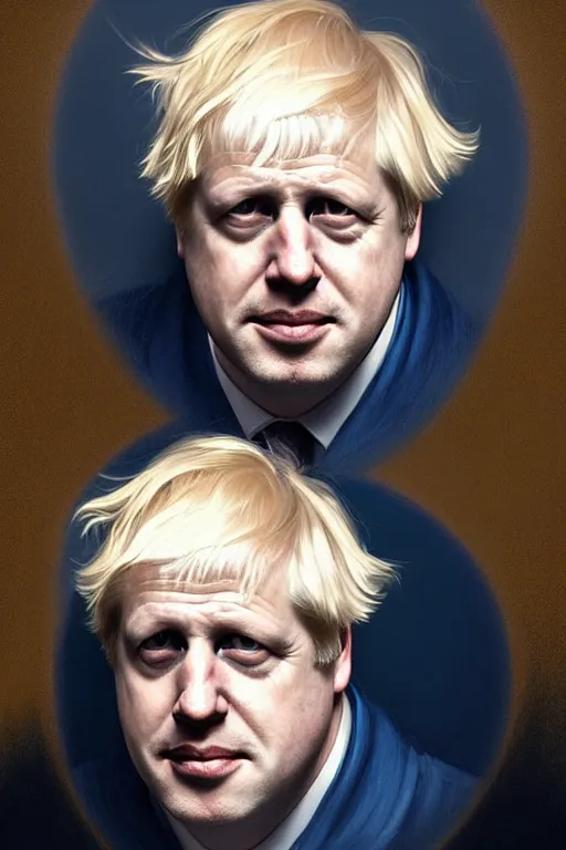 Image similar to Boris Johnson as an X man, visible face, realistic portrait, gold and blue, highly detailed, digital painting, artstation, concept art, smooth, sharp focus, illustration, cinematic lighting, art by artgerm and greg rutkowski and alphonse mucha