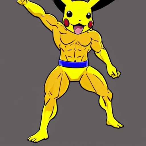 Image similar to Bodybuilder pikachu in Belo Horizonte, concept art