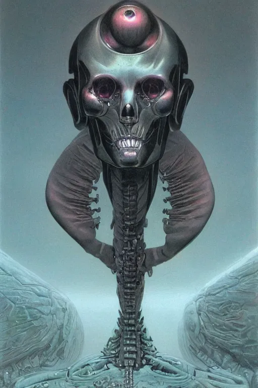 Prompt: death robot, portrait by wayne barlowe