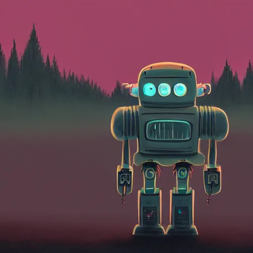 Prompt: robot in the style of simon stalenhag