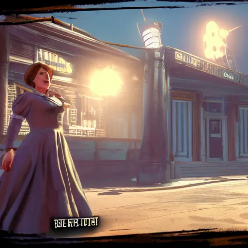 Prompt: an in-game screenshot of Adele as a character in Bioshock Infinite