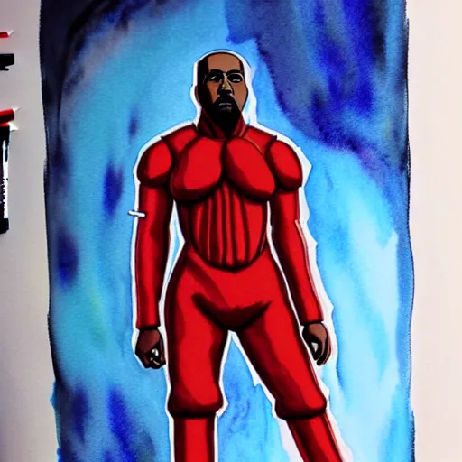 Prompt: a full body drawing of Kanye West in Genesis Evangelion, watercolor, animation, concept art