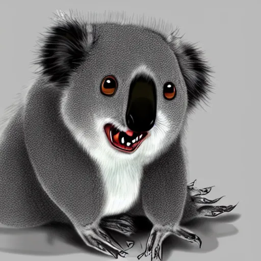 Image similar to a vampire koala, digital art, anime art style