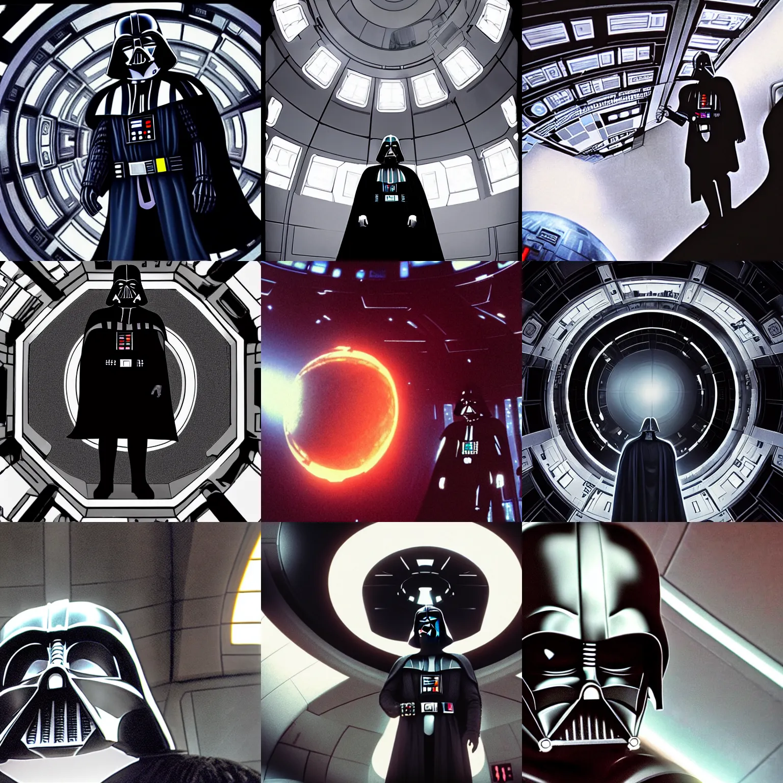 Prompt: Selfie of Darth Vader on the Death Star, throne room