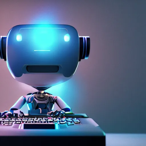 Prompt: toy robot typing on a computer, dslr, 8 k, octane beautifully detailed render, warm mood, cinematic lighting, detailed photo, masterpiece, volumetric lighting, ultra realistic, highly detailed, high quality, lossless, photorealistic