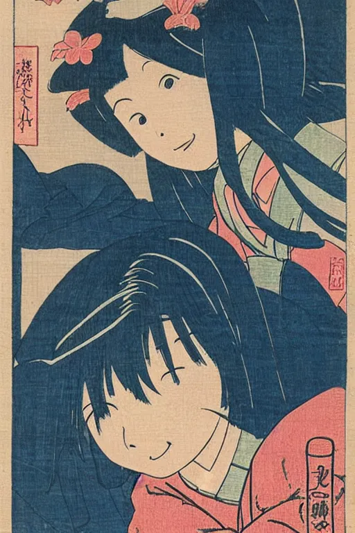 Image similar to Japanese woodblock print of real girl dora the explorer, hokusai