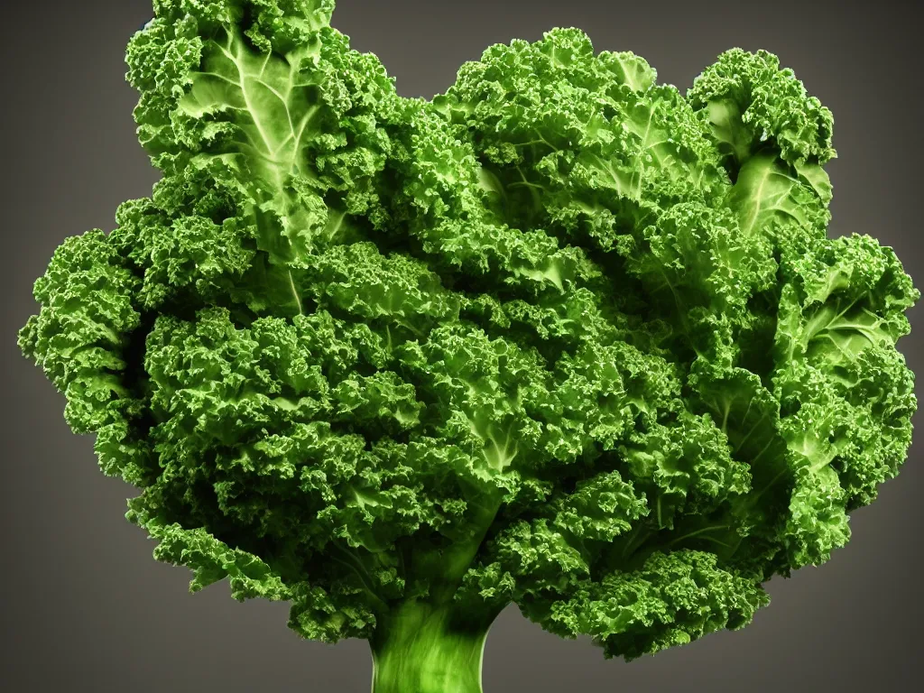 Image similar to highly detailed 3 d render of a raging mad angry kale character, hyper realistic octane render, cinematic lighting, deviantart, lowbrow, surrealism, pixar still