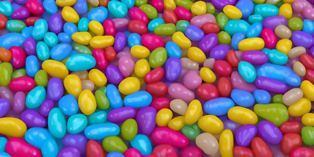 Image similar to jelly beans, rainbows, uwu, cinematic, volumetric, realistic, 3d render, Realistic Render, Cinematic lighting, Volumetric lighting, atmospheric, cinematic, unreal engine, unreal engine render, octane render, HD, photorealism, hyper realistic, photo, 8K, in the style of Chris Cunnigham, by Wes Anderson