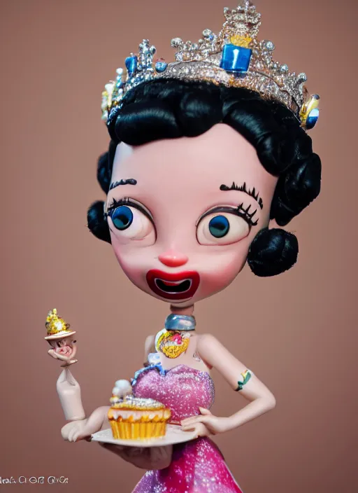 Prompt: closeup face profile portrait of tin toy betty boop as a fairytale princess wearing a crown eating cakes, bikini, depth of field, zeiss lens, detailed, symmetrical, centered, fashion photoshoot, by nicoletta ceccoli, mark ryden, lostfish, breathtaking, 8 k resolution, extremely detailed, beautiful, establishing shot, artistic, hyperrealistic, octane render