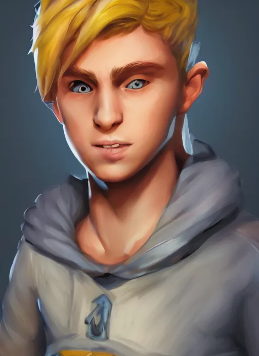 Prompt: An epic fantasy comic book style portrait painting of a young blonde boy thief in the style of pokemon, unreal 5, DAZ, hyperrealistic, octane render, cosplay, RPG portrait, dynamic lighting