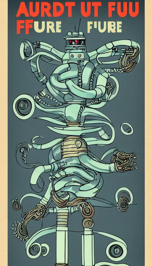 Prompt: 1 9 5 0 s retro future robot android octopus. muted colors. by john the baptist