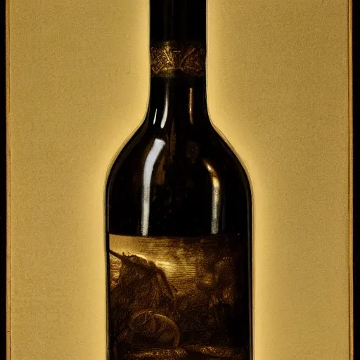 Prompt: bottle of wine by rembrandt