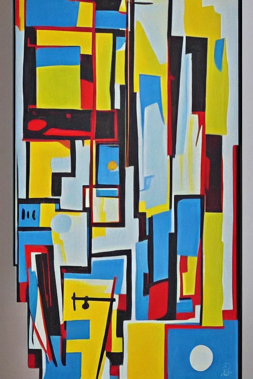 Prompt: mid century modern art retro abstract on canvas by bernard simunovic