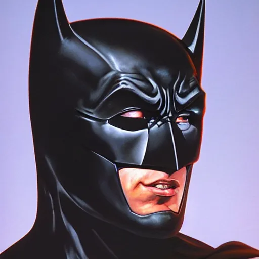 Image similar to ultra - realistic head and shoulders portrait painting of batman. art by boris vallejo. 4 k. ultra - realistic. highly detailed. epic lighting