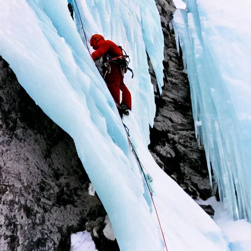 Prompt: trust ice climbing epic photo 35 mm