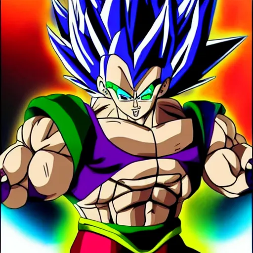 Image similar to a fusion between vegeta and broly