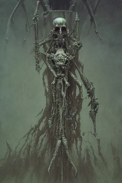 Image similar to warhammer 4 0 k occult necromancer by beksinski, high detail hyperrealistic