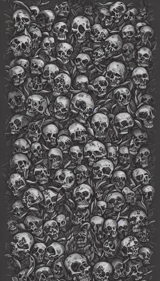 Image similar to a garden of skulls, trending on artstation, detailed digital painting