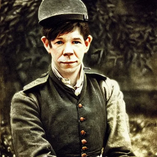 Image similar to thirtysomething years old lee evans as a ( ( ( sad ) ) ), dreamy, quirky 1 9 th century, austrian postman. detailed soft focus natural lights, portrait by arthur rackham