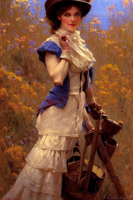 Image similar to cottagecore maid, highly detailed painting by gaston bussiere, craig mullins, j. c. leyendecker 8 k