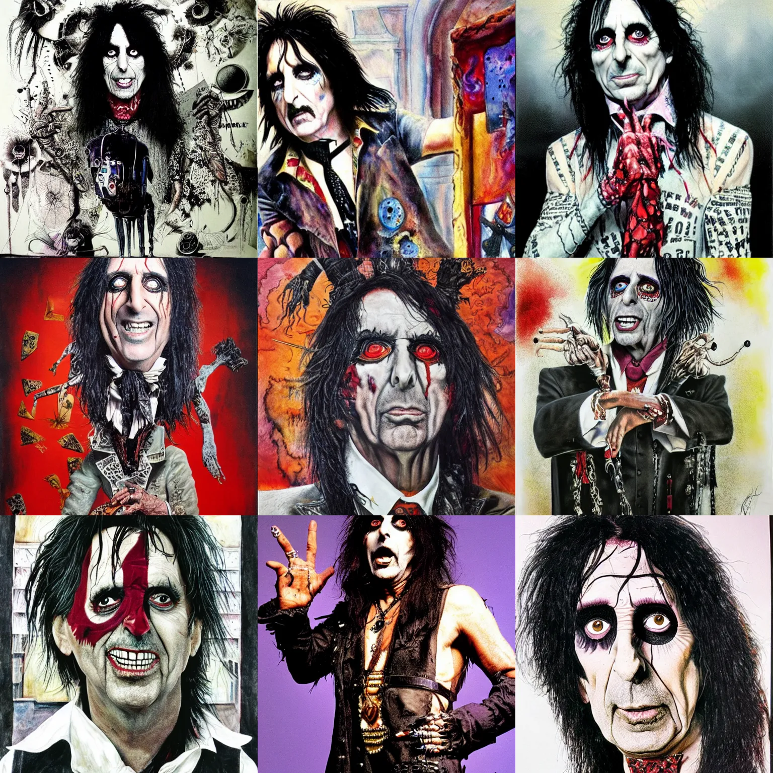 Prompt: Alice cooper in artwork by terry Gilliam