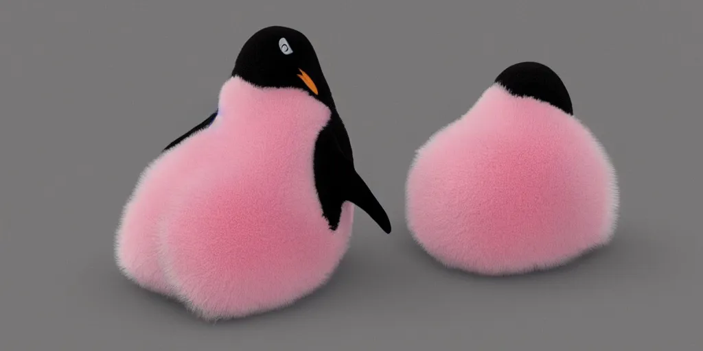 Image similar to realistic penguin sitting in a pink fluffy bed, hyper detailed, trending on artstation