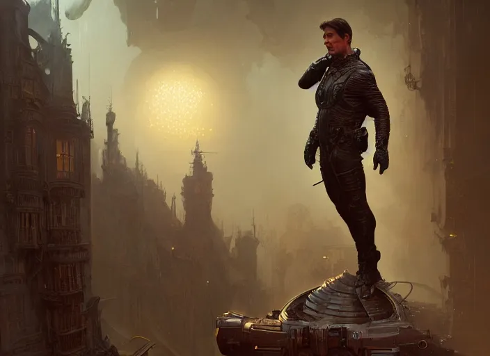 Image similar to tom cruise as oscar diggs, intricate, d & d, fantasy, art nouveau, digital painting, trending on artstation, sharp focus, wide shot, illustration, global illumination, ray tracing, art by artgerm and greg rutkowski and ruan jia