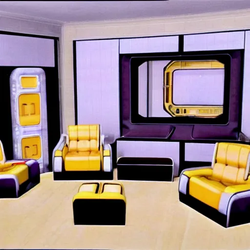 Prompt: a living room with futuristic furniture, from a Lucasarts graphic adventure game made in 1992