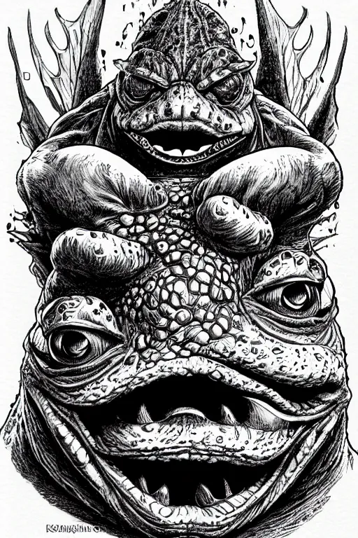 Image similar to toad goblin, symmetrical, goblin, highly detailed, digital art, sharp focus, trending on art station, kentaro miura manga art style