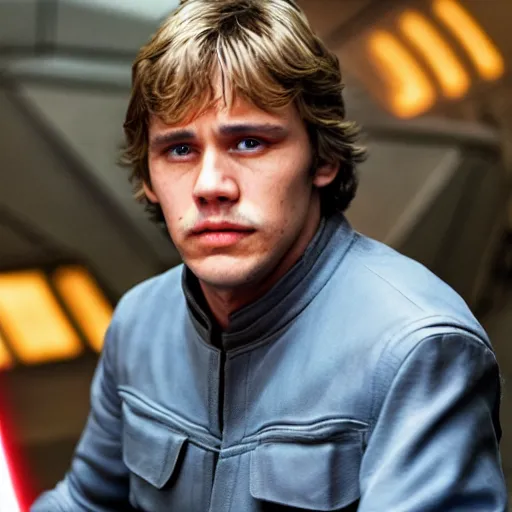 Image similar to james franco as luke skywalker in star wars episode 6, 8k resolution, full HD, cinematic lighting, award winning, anatomically correct