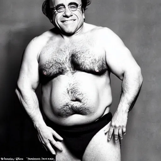 Image similar to a hunky modelling photograph of danny devito