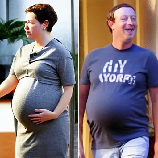 Prompt: Pregnant Mark Zuckerberg