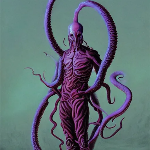 Prompt: full body portrait of a tentacle warrior, by wayne barlowe
