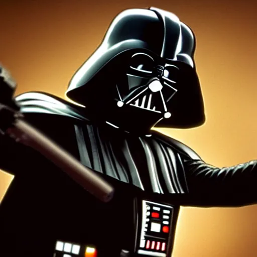 Image similar to film still of darth vader in pulp fiction.