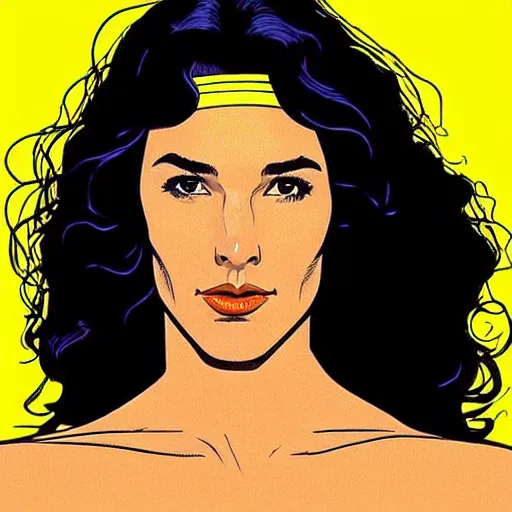 Image similar to “ gal gadot retro minimalist portrait by jean giraud, moebius starwatcher comic, 8 k ”