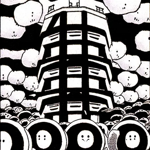 Image similar to hiroshima nuclear attack manga by junji ito