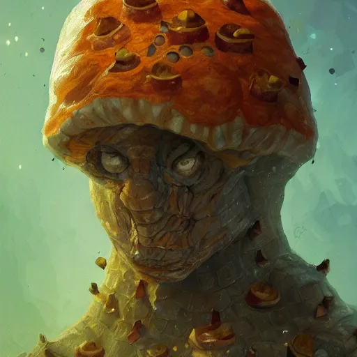 Image similar to ultra realistic illustration of golem made of pizza, intricate, fantasy italy, elegant, highly detailed, digital painting, artstation, concept art, smooth, sharp focus, illustration, art by tim mcburnie and conar cross and anato finnstark