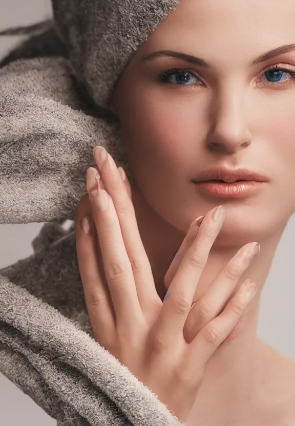 Prompt: photorealistic woman's palm, pov photo, skincare, studio photo, 9 0 mm, f / 1. 4