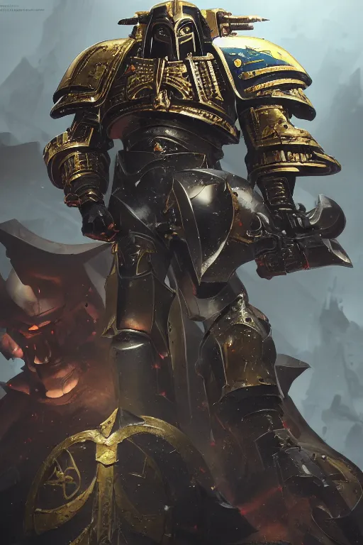 Image similar to armor portrait heros warhammer 4 0 k horus heresy fanart - the primarchs emperor by johannes helgeson animated with vfx concept artist & illustrator global illumination ray tracing hdr fanart arstation zbrush central hardmesh 8 k octane renderer