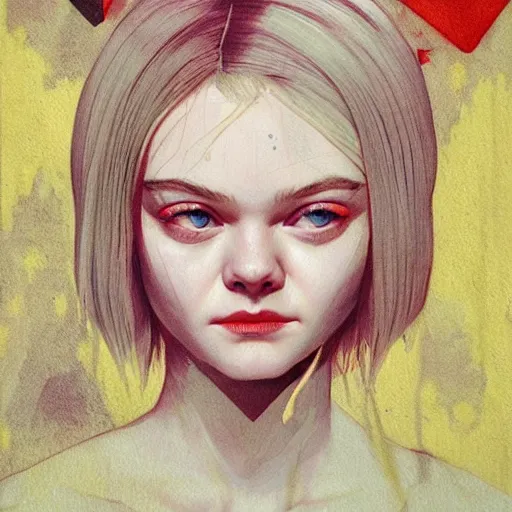Image similar to Elle Fanning in Dante’s Inferno picture by Sachin Teng, asymmetrical, dark vibes, Realistic Painting , Organic painting, Matte Painting, geometric shapes, hard edges, graffiti, street art:2 by Sachin Teng:4