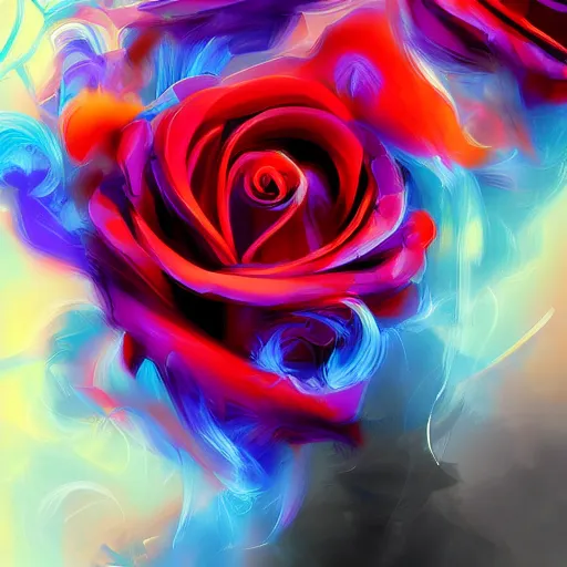 Image similar to Roses made of colorful smoke, digital art, award winning, artstation,