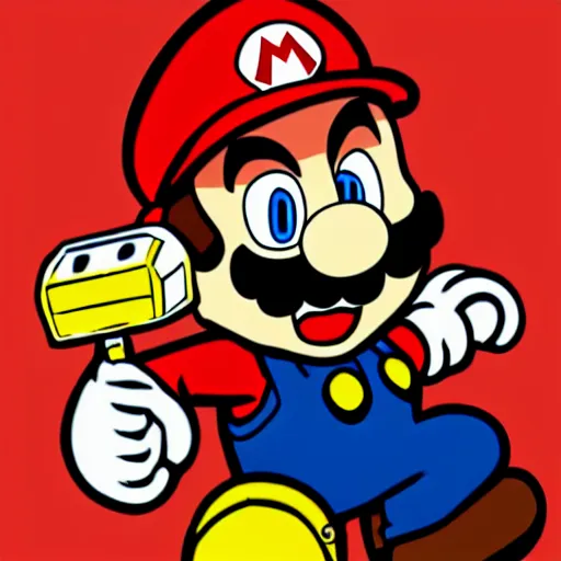 Prompt: Mario in the style of Cuphead