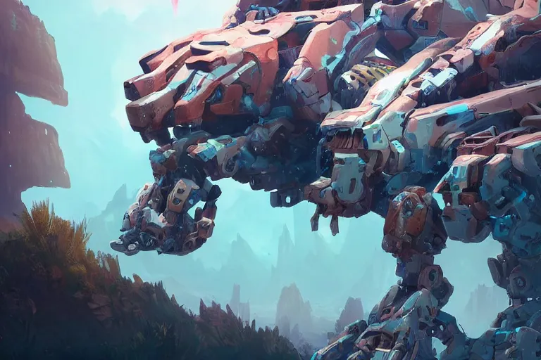 Image similar to tremortusk machine mecha animal beast robot of horizon forbidden west horizon zero dawn bioluminiscence, behance hd by jesper ejsing, by rhads, makoto shinkai and lois van baarle, ilya kuvshinov, rossdraws global illumination